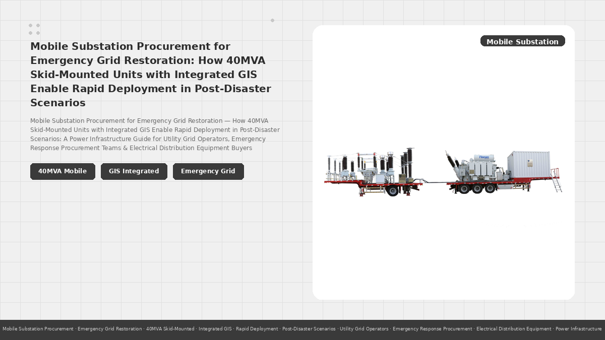 Mobile Substation Procurement for Emergency Grid Restoration: How 40MVA Skid-Mounted Units with Integrated GIS Enable Rapid Deployment in Post-Disaster Scenarios