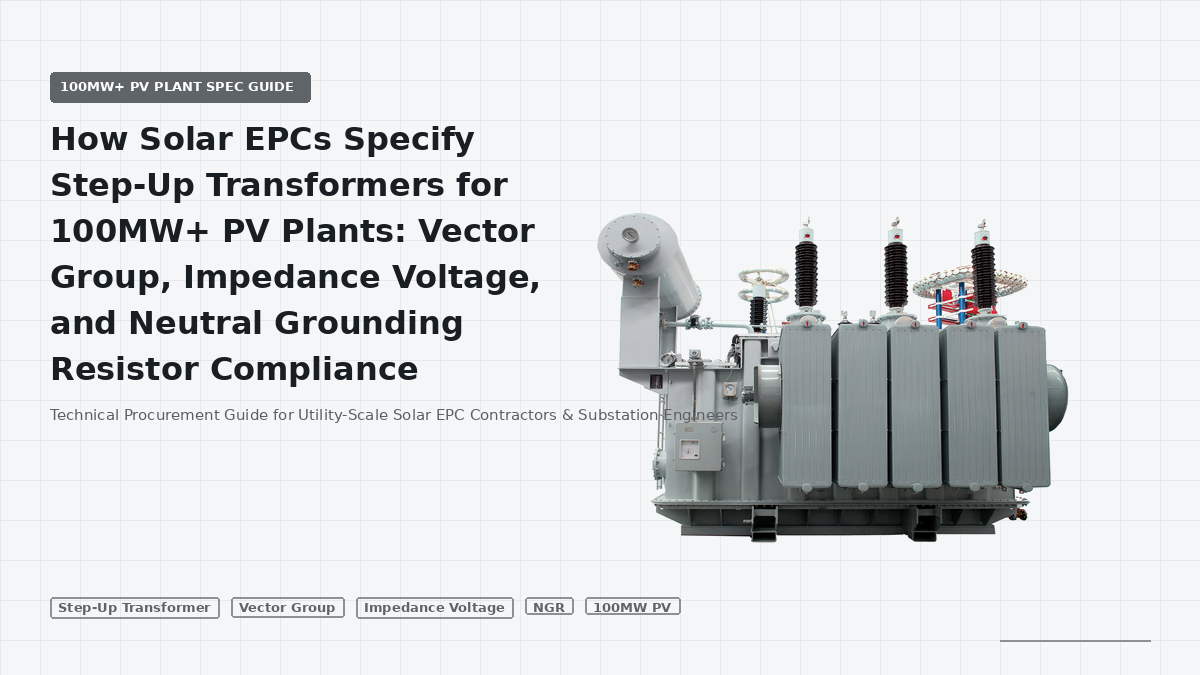 How Solar EPCs Specify Step-Up Transformers for 100MW+ PV Plants: Vector Group, Impedance Voltage, and Neutral Grounding Resistor Compliance