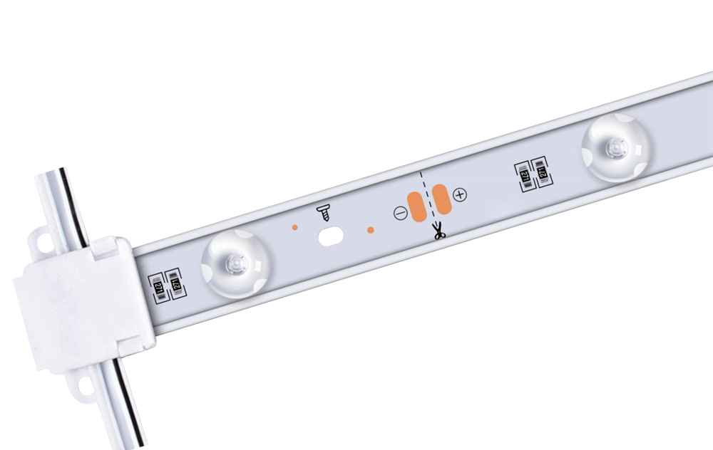 Rigid Bar-2R-145 cut line, solder pads and end mounting clip
