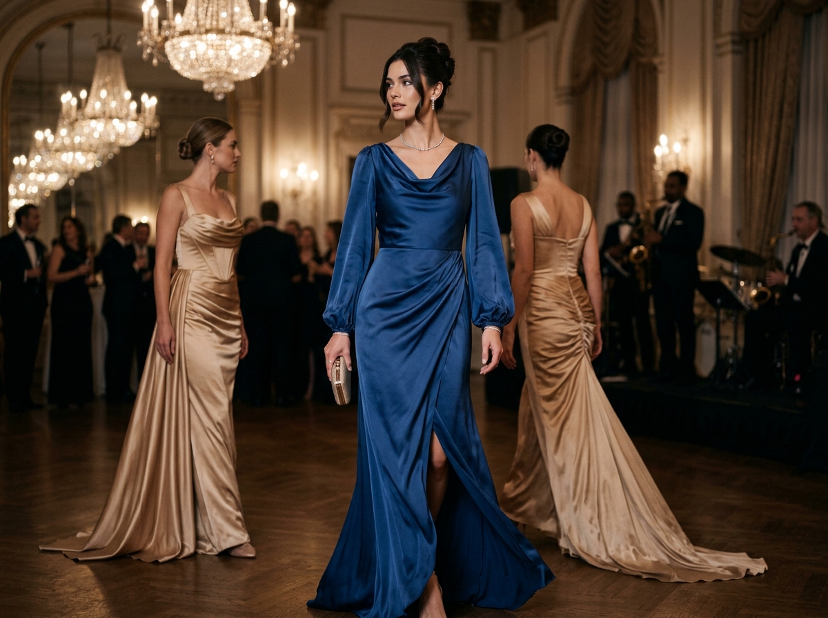 Como o tecido Cupro será usado em vestidos de noite elegantes em 2026?