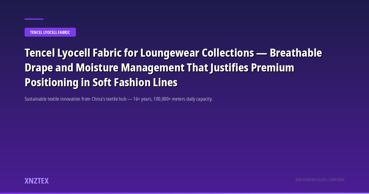 Tencel Lyocell Fabric for Loungewear Collections — Breathable Drape and Moisture Management That Justifies Premium Positioning in Soft Fashion Lines