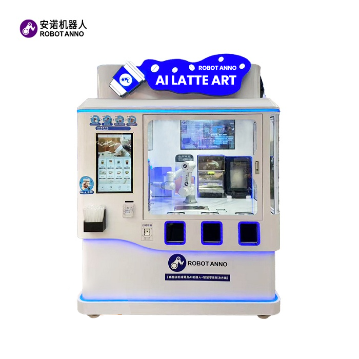 Máquina expendedora de café con impresión de flores y IA, robot comercial de bebidas, leche fría y caliente, café