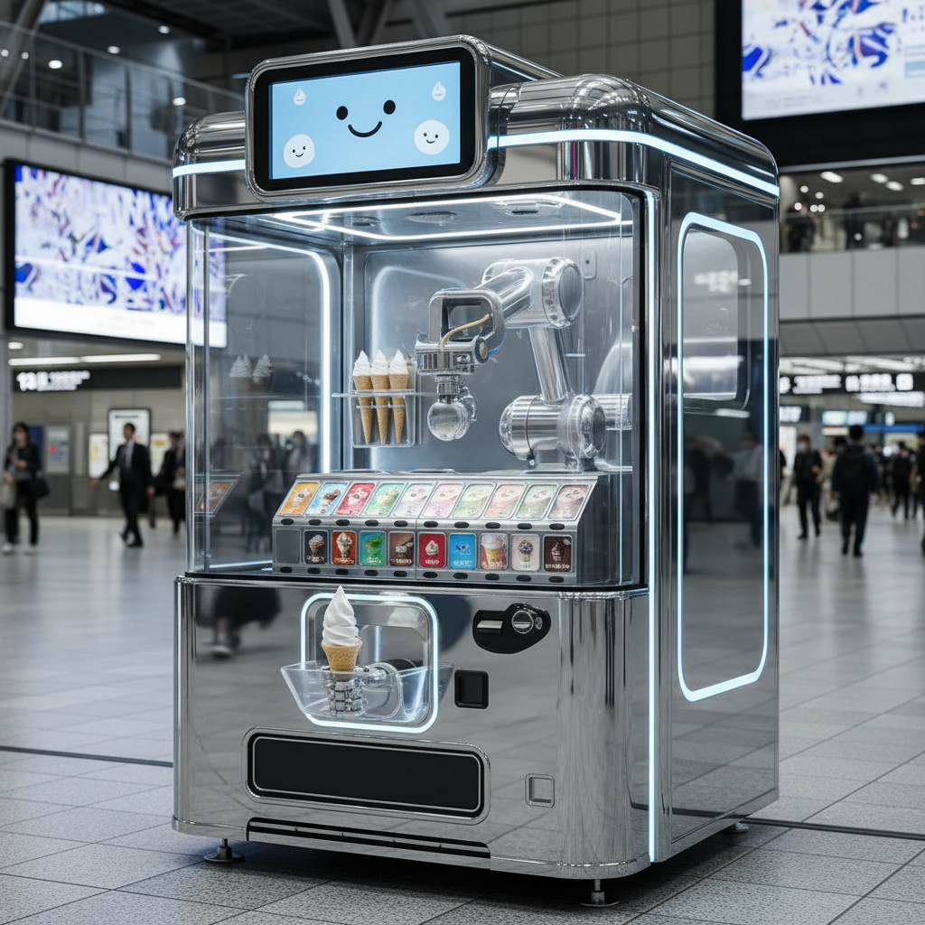 Ice Cream Robot Vending Machine For Tokyo Shinjuku Station