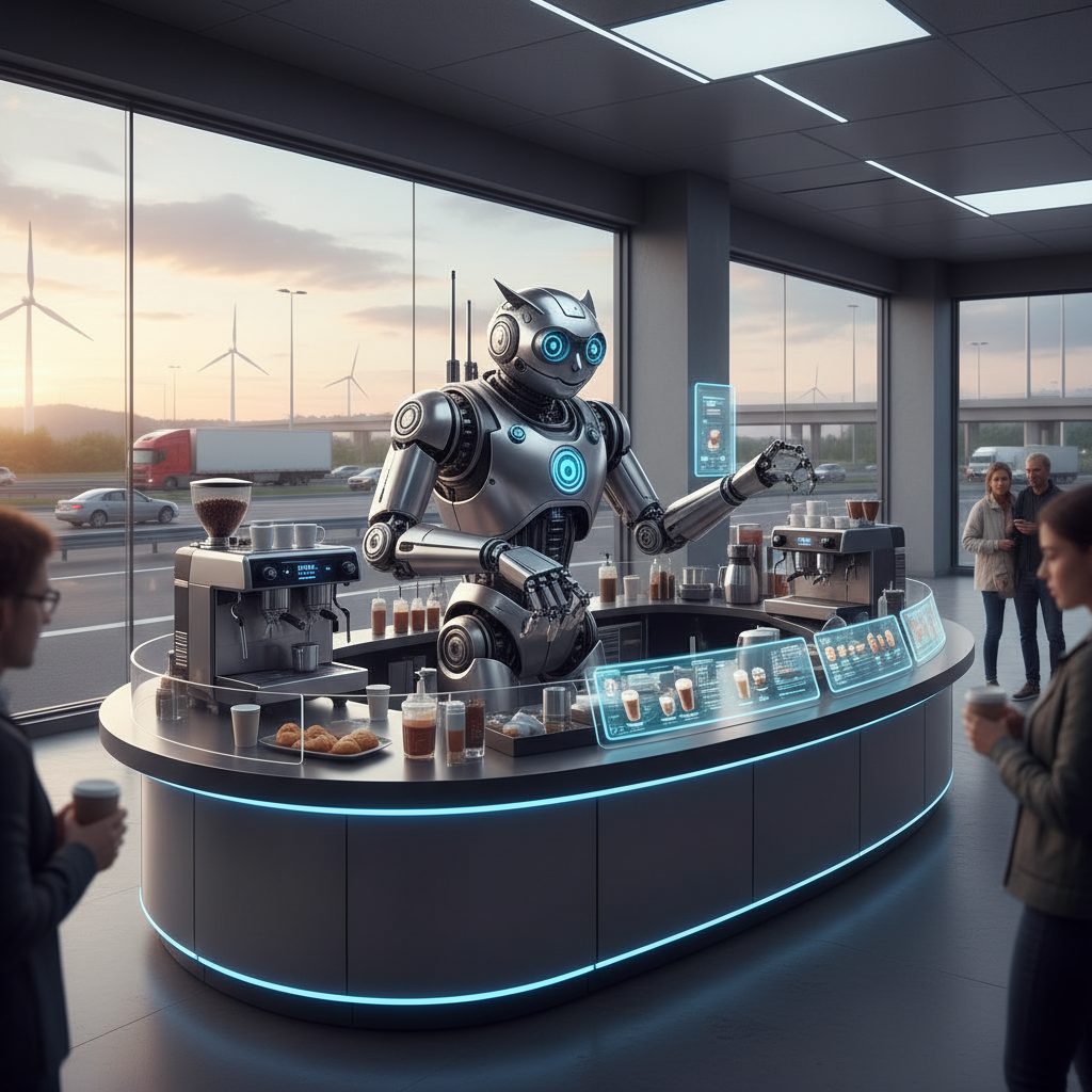 Coffee Robot Barista For Highway Service Areas
