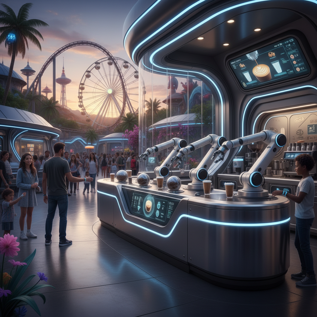 Robotic Coffee Shop For Attractions