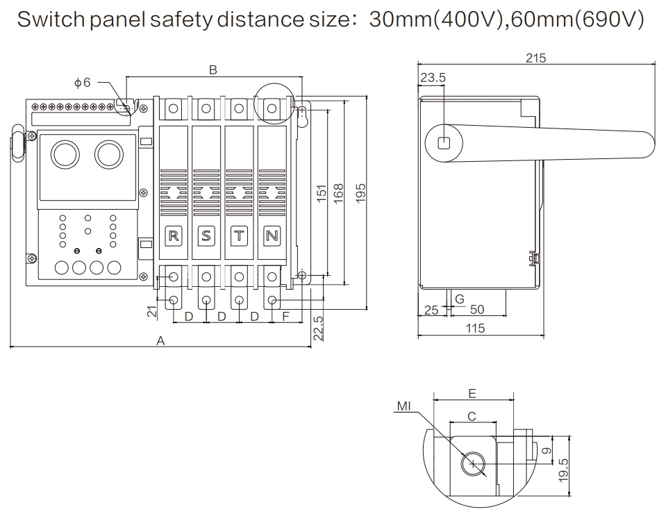 LMS1-SA Series PC Automatic transfer switch detail (2)