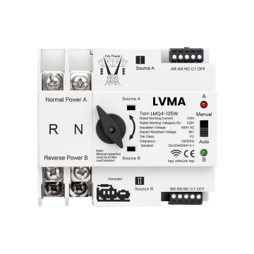 Wifi ATS 125A, Automatic Transfer Switch 2P 3P 4P LMQ4-125W