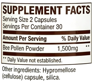 Premium Bee Pollen Capsules 1500mg Per Serving ...