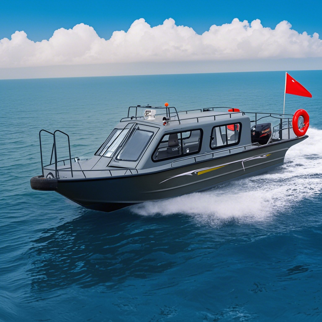 7.5m Patrol Boat with Cabin – Durable Fiberglass, Outboard Power, Coastal Surveillance Vessel