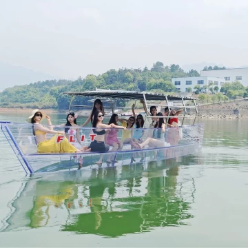 Glass Transparent Clear Boat with 6-8 Seats 10-15 Person Crystal Big Boats Drop Stitch Kayak Boat