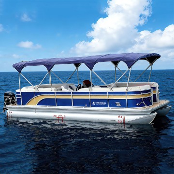 7m Luxury Yacht Aluminum Pontoon Boat with Hydraulic Steering and Outboard Engine