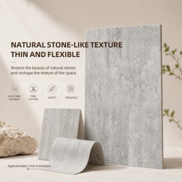 Aspecto de piedra natural: 3 mm de grosor y flexible.