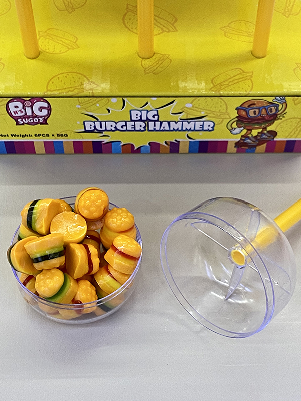 Big Hamburger Hammer, Simulated Burger Shaped Candy Toy Factory Sweet and Sour Cute Burger Gummies (2)