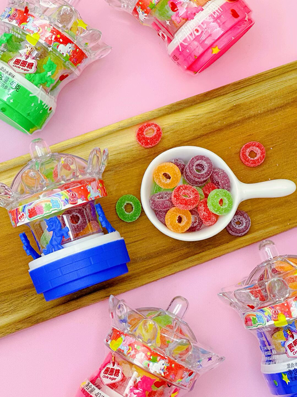Candy Toy Supplier Carousel Candy Chocolate beans Raspberry Gummy Chewy Fruit Jelly (6)