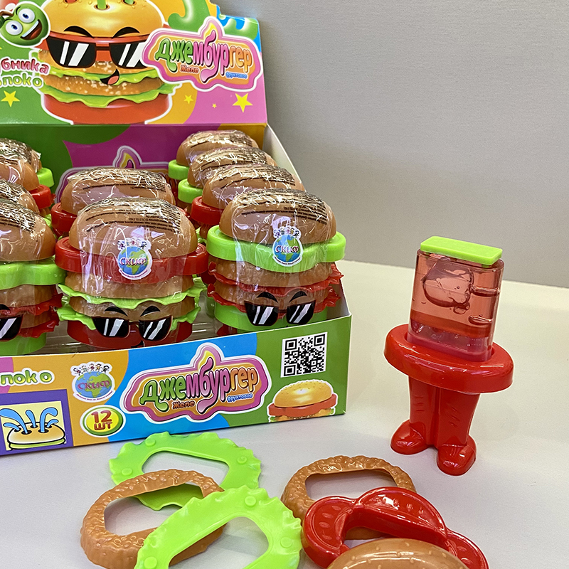 Candy Toy Supplier Fruit Jam Candy Funny Burger Hair Candy (1)