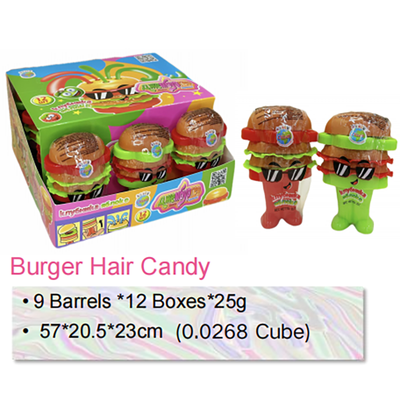 Candy Toy Supplier Fruit Jam Candy Funny Burger Hair Candy (1)
