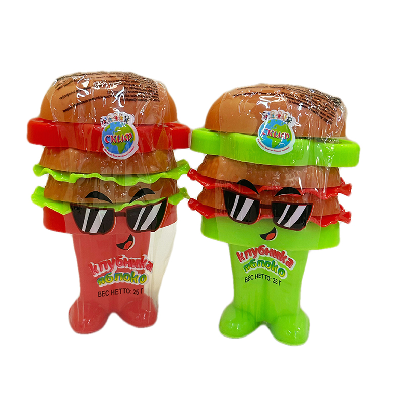 Candy Toy Supplier Fruit Jam Candy Funny Burger Hair Candy (4)