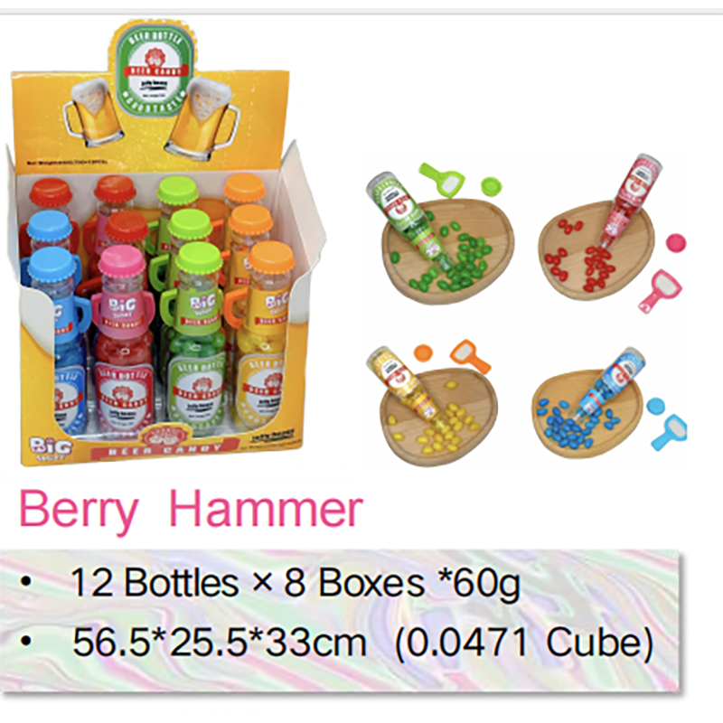 Fruit flavored jelly bean simulation beverage bottle toy candy factory Berry Hammer  (1)