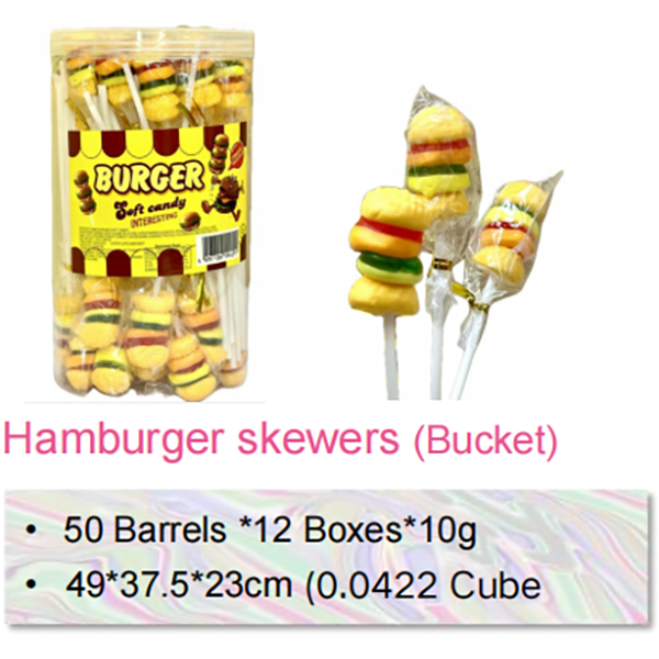 Hamburger Gummy Skewers Bucket Toy Candy Factory  (1)