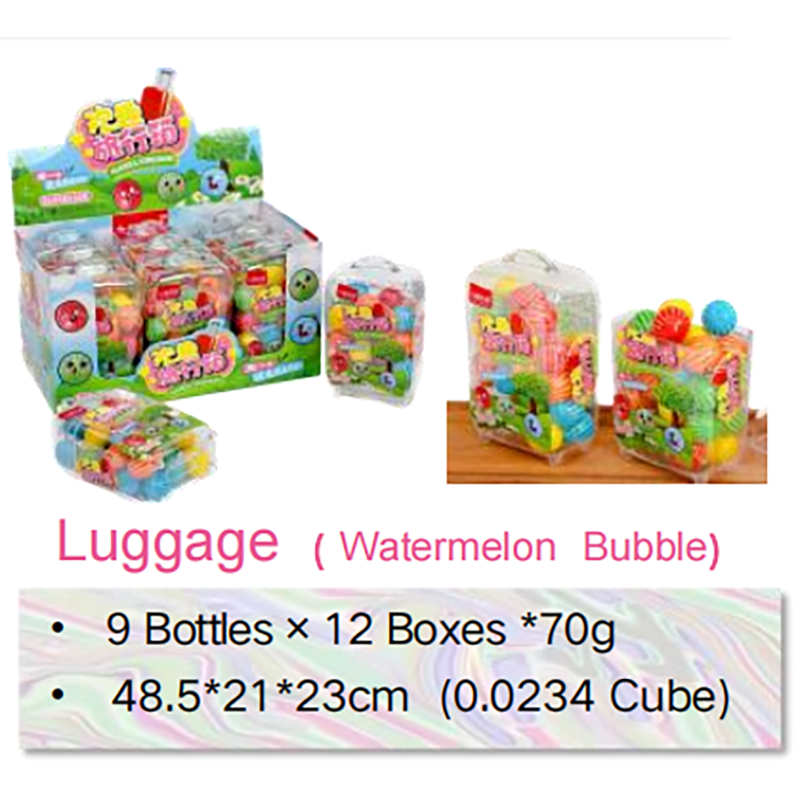 Luggage shaped candy design candy toy manufacturer colorful watermelon bubble gum sweet candy chewy gummy (1)