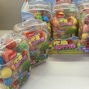 Luggage shaped candy design candy toy manufacturer colorful watermelon bubble gum sweet candy chewy gummy