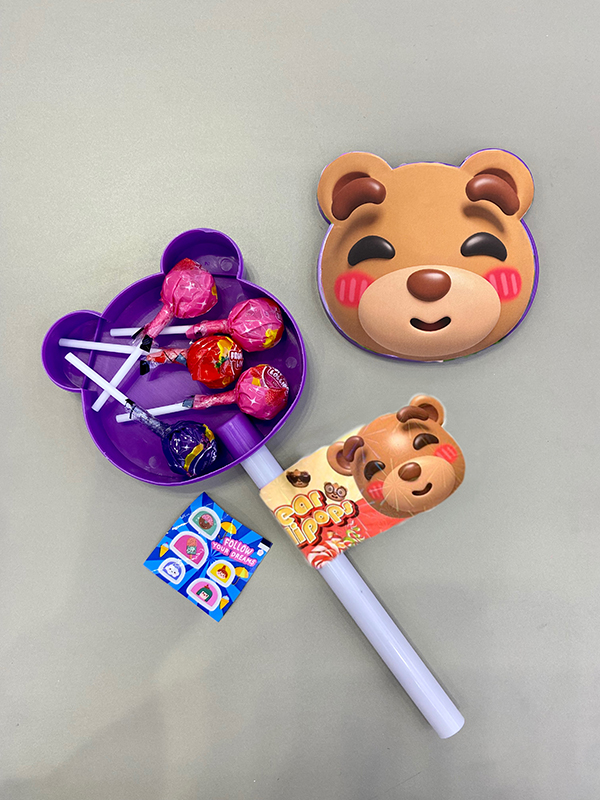 Mixed Fruit Flavor Candy Toy Factory Cute  Bear Girl Fruit lollipops stickers (1)