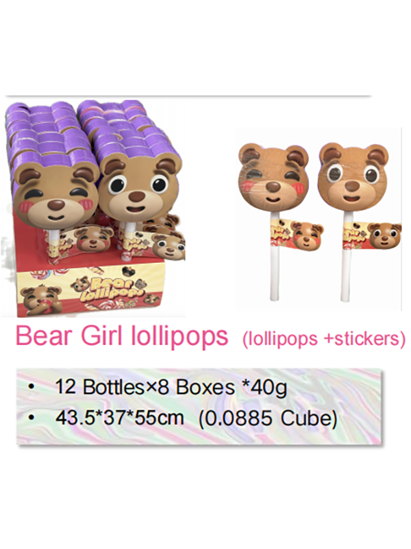 Mixed Fruit Flavor Candy Toy Factory Cute  Bear Girl Fruit lollipops stickers (1)