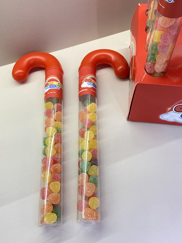 Mixed Fruit Flavor Soft Jelly  Candy Toy Factory Cute Red Crutch Candy (1)