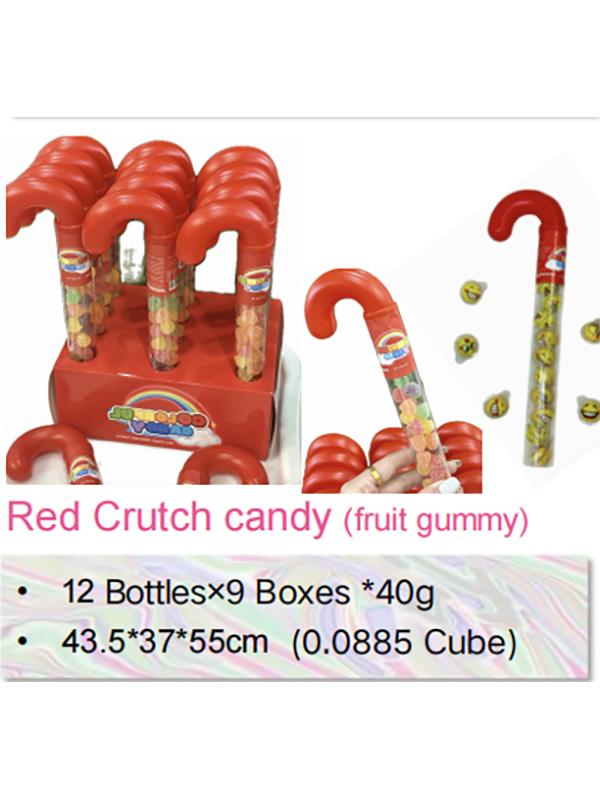 Mixed Fruit Flavor Soft Jelly  Candy Toy Factory Cute Red Crutch Candy (1)