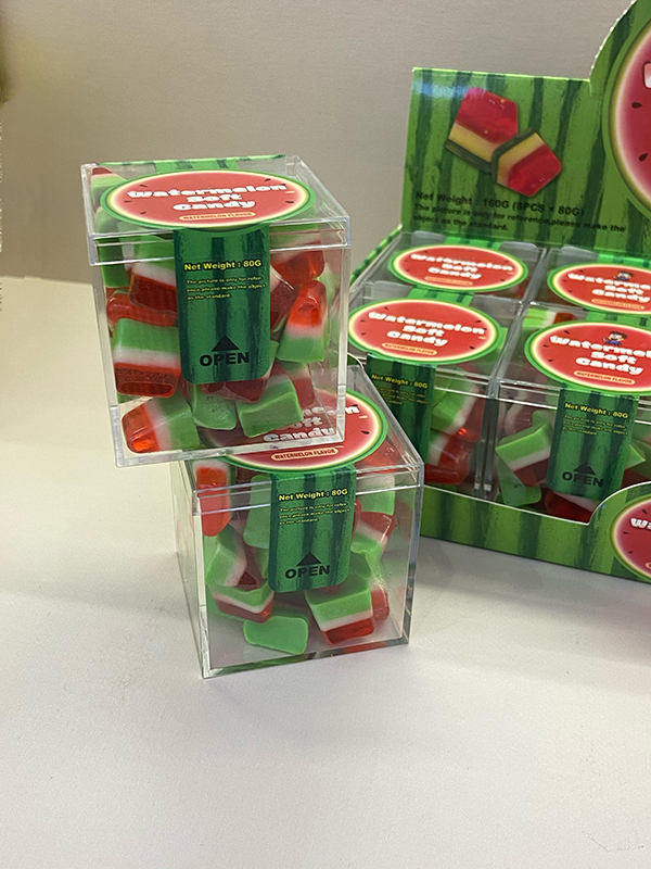 Square box packaging watermelon soft candy toy candy factory simulation watermelon sweet  gummies candy (1)