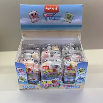 Travel box shaped toy bags, fruit flavored rolls, candy toy manufacturers