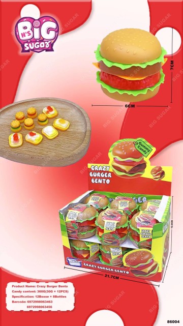 Candy Toy Supplier Hamburger Gummy Fuuny Toy Sweet Gummy