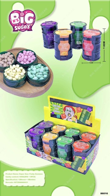 Mini Oil Bucket Toy Candy Manufacturer Sour Fruit Flavor Sour Sugar Green Apple Strawberry Grape Orange Flavor Sour Sugar