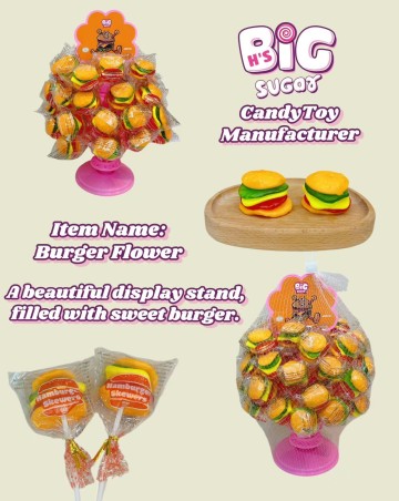 Candy Toy Manufacturer Pink hamburger skewer display stand - Delicious and beautiful confectionery