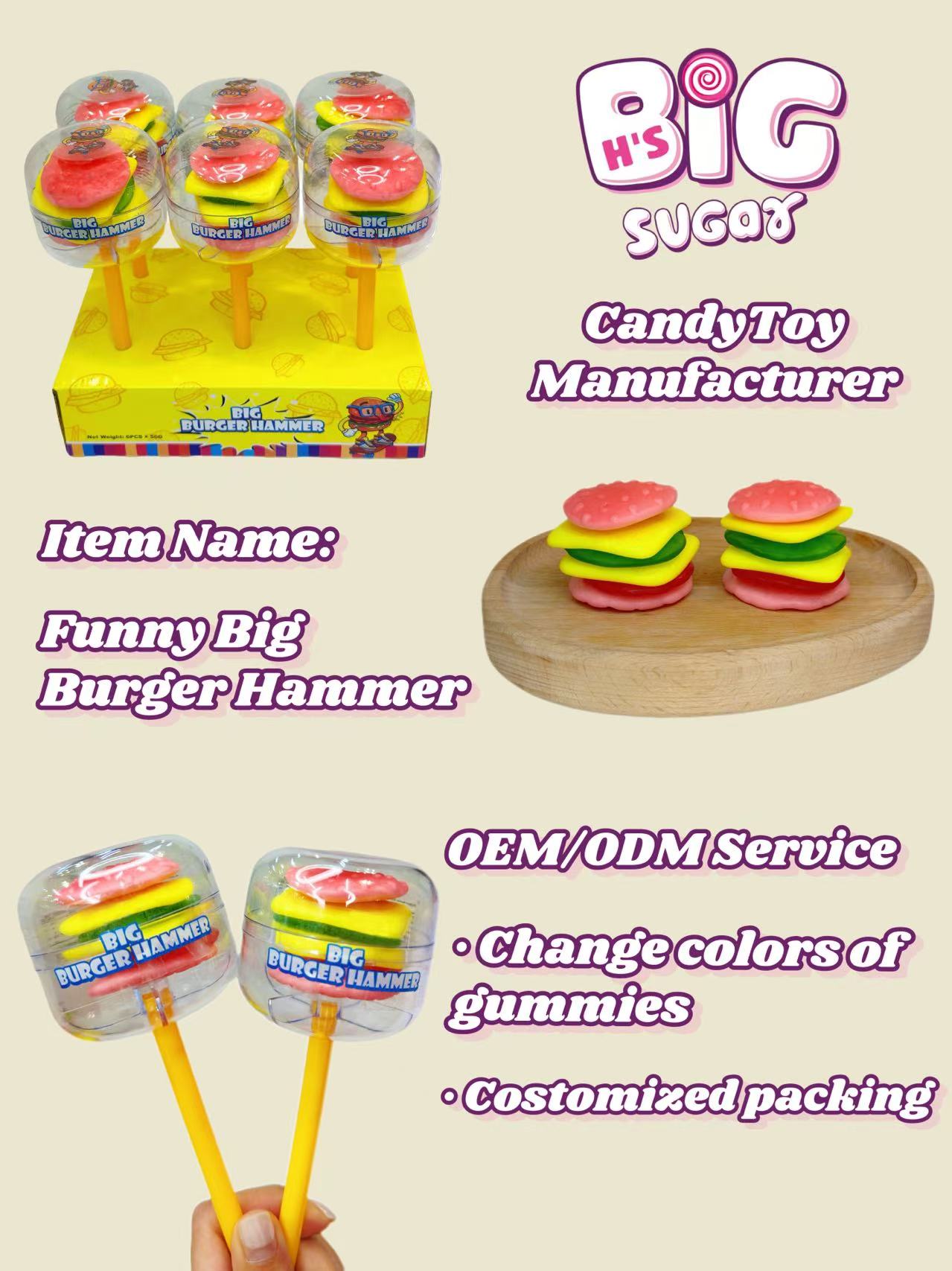 A box of Pink Big Burger Hammer supplier