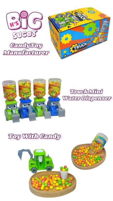 Three-in-One Candy Toy: Construction Vehicle & Water Dispenser Candy toy manufacturer with unique and fun designs