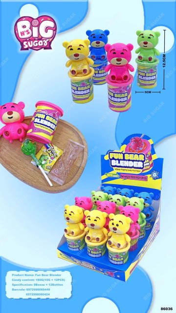 Candy Toy Little Bear Blender Lollipop Candy with Toy Supplier Sweet Lollipop