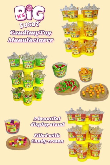 Whimsical Crown Candy Jar with Juicy Gummies - Sweet Delight!Original wholesale manufacturer of toy candies