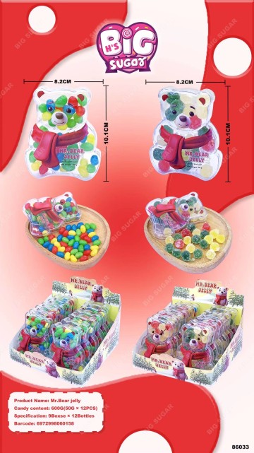Candy Toy Manufacturer Cute Mr. Bear Fruit Soft Jelly Sweet Candy With Toy