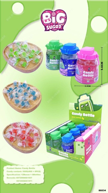 Sweet Gummy Candy Toy Manufacturer Small Cute Water Bottle Filled with Sweet Candy
