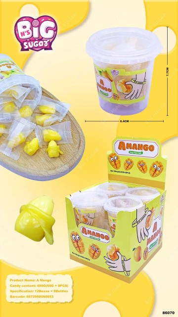 Mini bucket A Mango gummy candy toy factory peeled mango gummy candy