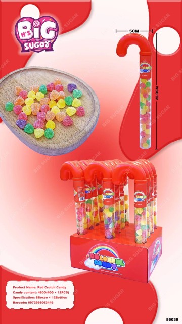 Mixed Fruit Flavor Soft Jelly  Candy Toy Factory Cute Red Crutch Candy