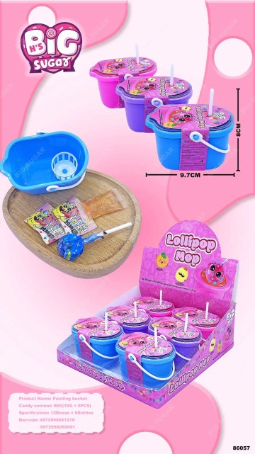 Mini Mop Bucket Surprise: Fun Treats & Lollipop Adventure!Original wholesale manufacturer of toy candies