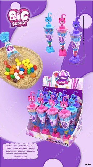 Candy Toy Supplier Small Cute Umbrella Shoes Toy With Fruit JellyBeans