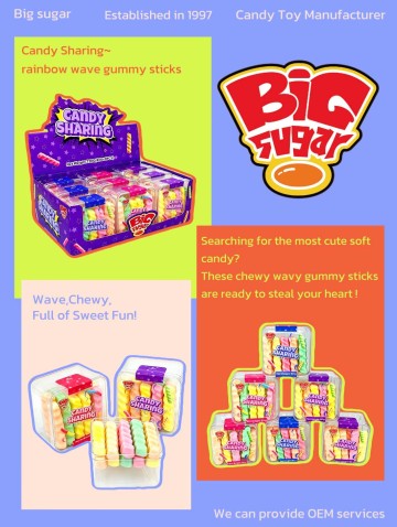 Rainbow Wave Gummy Sticks - Chewy Fruity Candy in Boxes