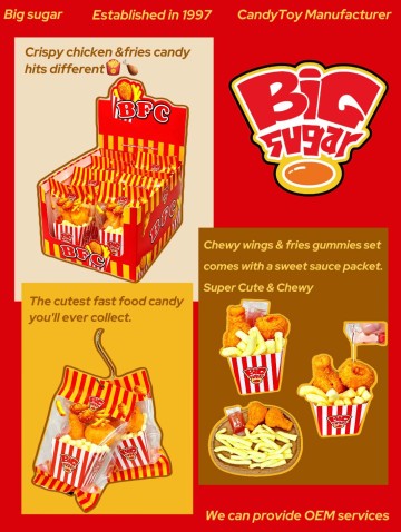 Realistic Fried Chicken Combo Candy Set - Fun Marshmallow Treats