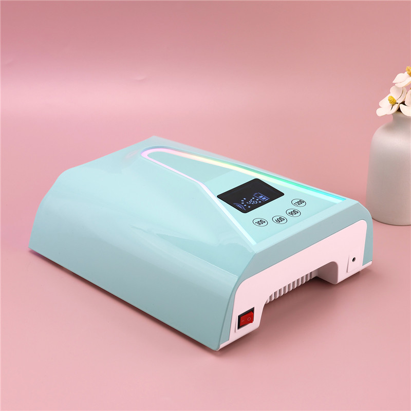 128W Rechargeable UV Nail Lamp for Gel Nails with Rainbow Atmosphere Light Professional Fast Charger Curing Lamp for Salon Home (10)
