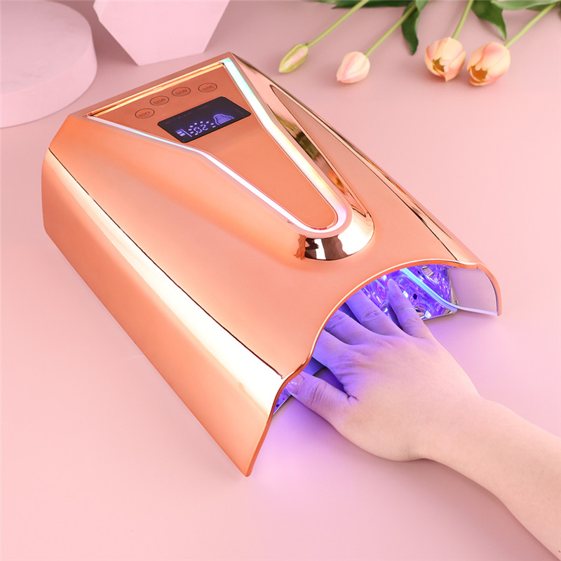 128W Rechargeable UV Nail Lamp for Gel Nails with Rainbow Atmosphere Light Professional Fast Charger Curing Lamp for Salon Home (11)