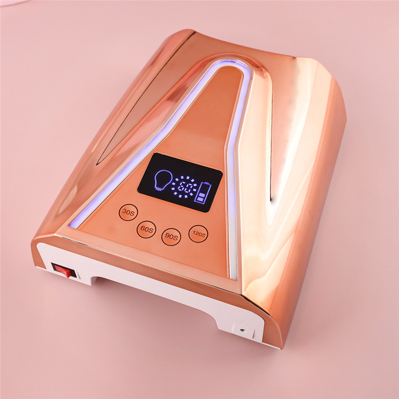 128W Rechargeable UV Nail Lamp for Gel Nails with Rainbow Atmosphere Light Professional Fast Charger Curing Lamp for Salon Home (6)