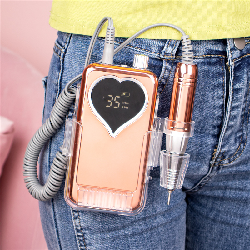 SN357 Carbon Brush Motor Heart Shape Rechargeable Polish Nail Drill with Adjustable Speed for Salon Home